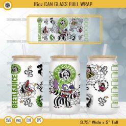 Stitch Beetlejuice 16 oz Libbey Glass Can Tumbler Design PNG