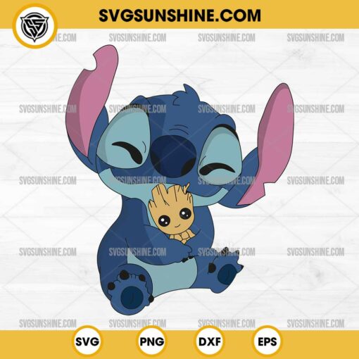 Stitch Groot SVG, Disney Stitch Hug Baby Groot SVG