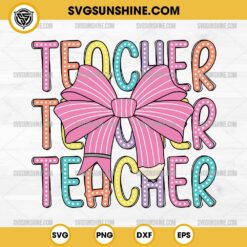 Teacher SVG, Coquette Pencil Bow SVG, Coquette Teacher SVG, Back To School SVG