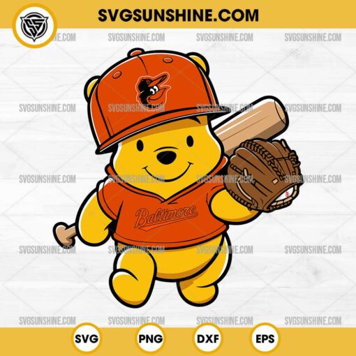 Winnie The Pooh Baltimore Orioles Baseball SVG PNG File