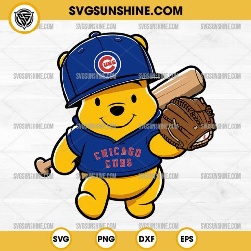 Winnie The Pooh Chicago Cubs Baseball SVG PNG File