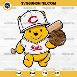 Winnie The Pooh Cincinnati Reds Baseball SVG PNG File