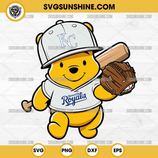 Winnie The Pooh Kansas City Royals Baseball SVG PNG File