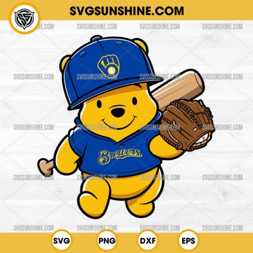 Winnie The Pooh Milwaukee Brewers Baseball SVG PNG File