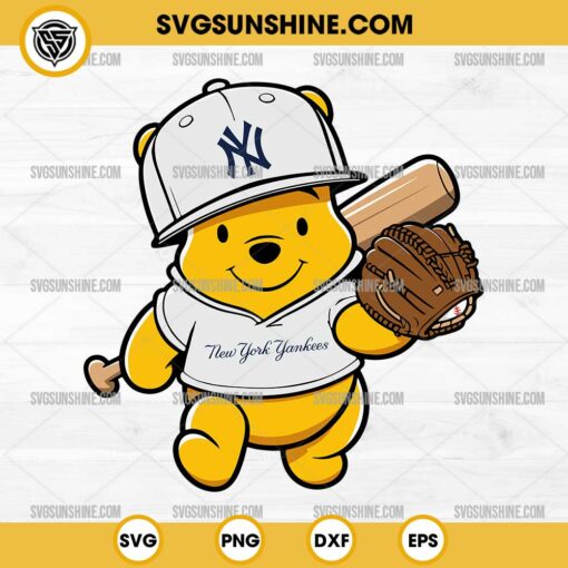 Winnie The Pooh New York Yankees Baseball SVG PNG File