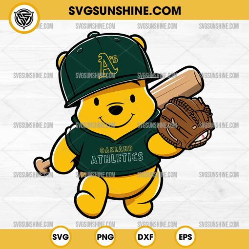 Winnie The Pooh Oakland Athletics Baseball SVG PNG File