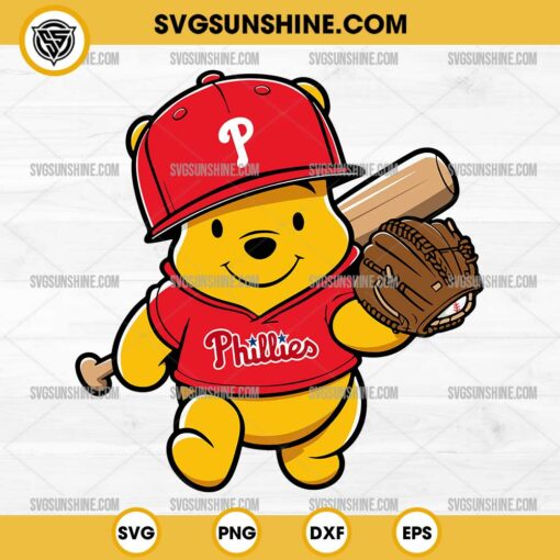 Winnie The Pooh Philadelphia Phillies Baseball SVG PNG File