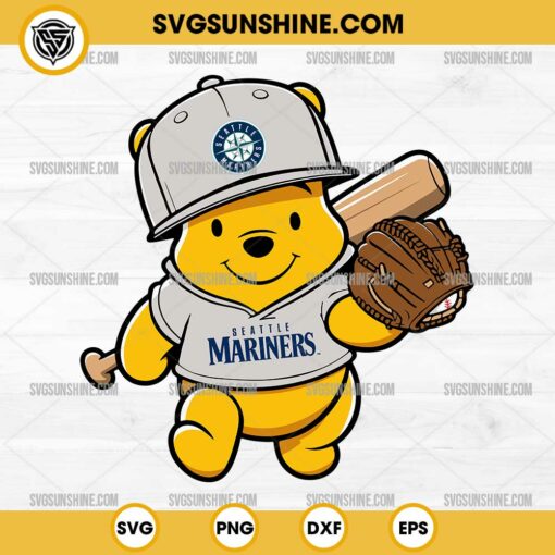 Winnie The Pooh Seattle Mariners Baseball SVG PNG File