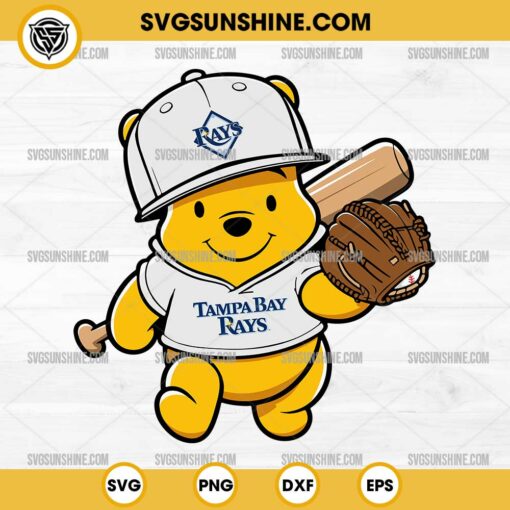 Winnie The Pooh Tampa Bay Rays Baseball SVG PNG File