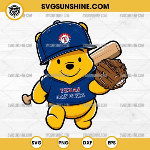 Winnie The Pooh Texas Rangers Baseball SVG PNG File