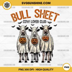 Halloween Bull Sheet PNG, Cow Lover Club PNG, Ghost Cows Halloween PNG