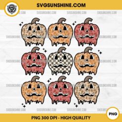 Fall Pumpkin Checkered PNG, Fall Leopard Pumpkin PNG, Retro Fall Pumpkin PNG