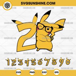 Pikachu Pokemon Numbers SVG, Pikachu Customized Numbers SVG, Pokemon Birthday Numbers SVG