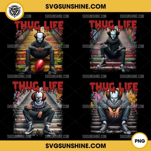 Bundle Pennywise Thug Life PNG, Thug Life Horror Movie PNG, Thug Life Pennywise PNG