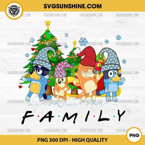 Bluey Family PNG, Merry Christmas PNG File