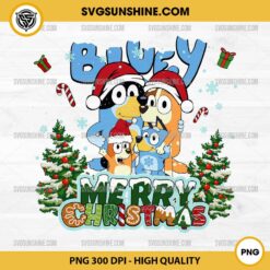 Bluey Merry Christmas PNG File, Bluey Family Christmas PNG