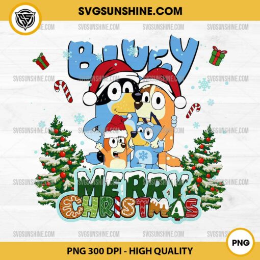 Bluey Merry Christmas PNG File, Bluey Family Christmas PNG