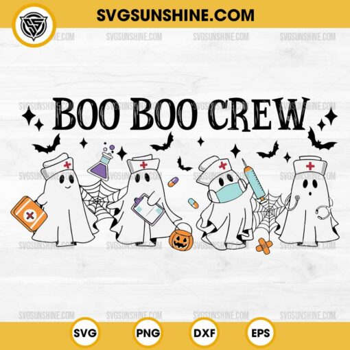 Boo Boo Crew SVG, Halloween Ghost Nurse SVG, Boo Nurse Halloween SVG