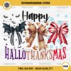 Coquette Bow Happy Hallothanksmas PNG, Halloween Thanksgiving Christmas PNG, Hallothanksmas PNG Sublimation