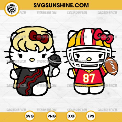 Bundle Hello ⁪Kitty Taylor Swift And Travis Kelce 87 SVG, Taylor Swift x Hello ⁪Kitty SVG