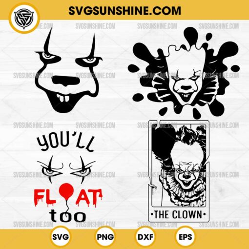 Bundle The Clown Pennywise SVG, You'll float too SVG, It Movie Halloween SVG