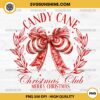 Candy Cane Christmas Club PNG, Coquette Bow Candy Cane PNG, Christmas Candy PNG