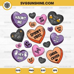 Candy Hearts Halloween PNG File, Halloween Candy Hearts PNG, Spooky Vibes PNG, Trick Or Treat PNG