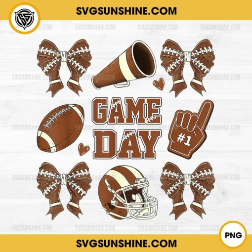 Coquette Game Day Football PNG, Football Coquette Bow PNG, Cheer Football PNG