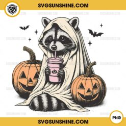 Raccoon Ghost Pumpkin Halloween PNG, Halloween Costume Raccoon PNG, Halloween Raccoon With A Ghost PNG