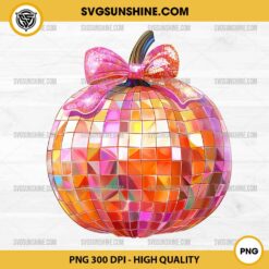 Disco Ball Pumpkin PNG File, Glitter Pumpkin PNG, Coquette Bow Pumpkin PNG