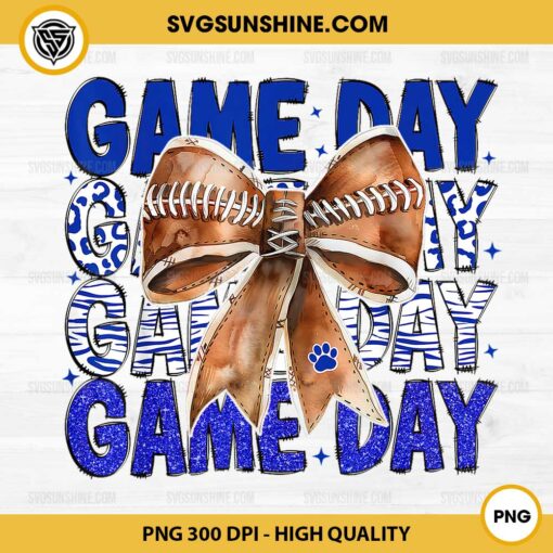 Coquette Bow Blue Bulldogs PNG, Game Day Football PNG, Blue Bulldogs Paw Mascot PNG