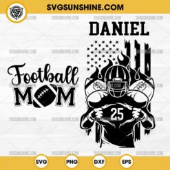 Customized Football Mom SVG, Personalized Name and Number Football SVG Bundle