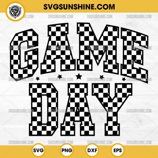 Checkered Game Day Football SVG PNG File