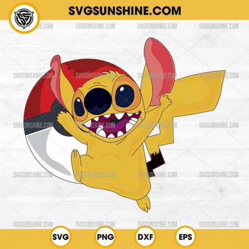 Funny Stitch Pikachu SVG, Stitch Pokemon Ball SVG