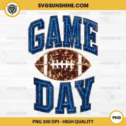 Game Day Football PNG, Football Faux Rhinestone PNG Design