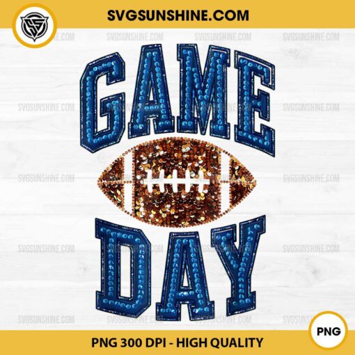 Game Day Football PNG, Football Faux Rhinestone PNG Design