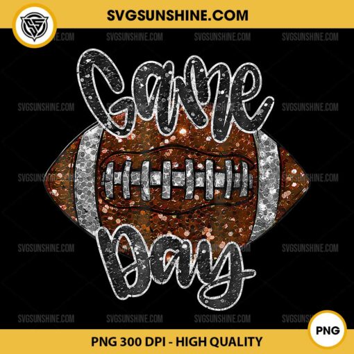 Game Day Football PNG, Sequin Glitter Football PNG, Football Faux Sequins PNG Sublimation