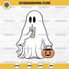 Ghost Drinking Coffee SVG File, Ghost Ice Coffee Halloween SVG