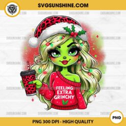 Bougie Girl Grinch Christmas PNG, Grinch Girl Cute Boujee PNG, Grinch Girl Leopard Hat Christmas PNG