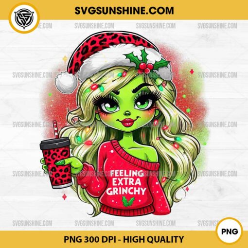 Bougie Girl Grinch Christmas PNG, Grinch Girl Cute Boujee PNG, Grinch Girl Leopard Hat Christmas PNG