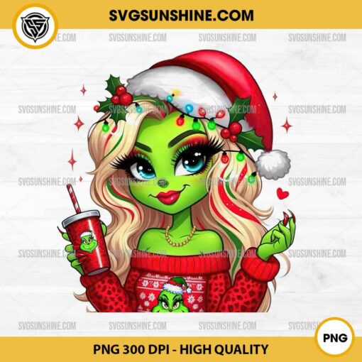 Grinch Girl Bougie PNG, Leopard Lady Grinch PNG, Christmas Grinch Girl PNG