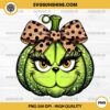 Grinch Pumpkin PNG File, Glitter Grinch Pumpkin PNG, Coquette Bow Pumpkin Grinch PNG