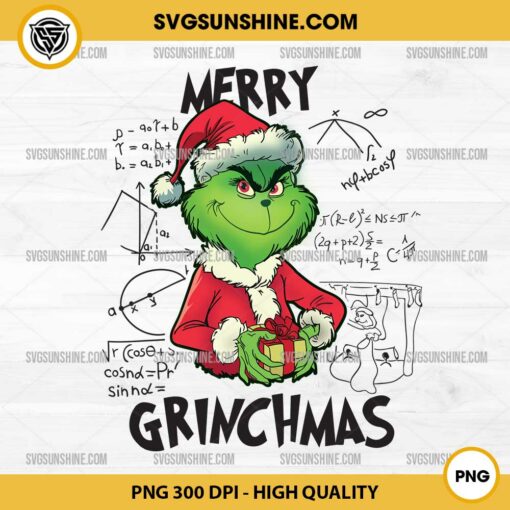 Grinch Christmas Math Teacher PNG, Merry Grinchmas PNG File