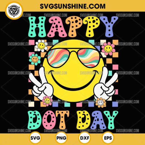 Happy Dot Day SVG, Colorful Polka Dots Smile Face SVG, Dot Day 2024 SVG