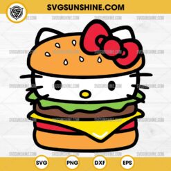 Hello Kitty Burger SVG, Hamburger Hello Kitty Face SVG