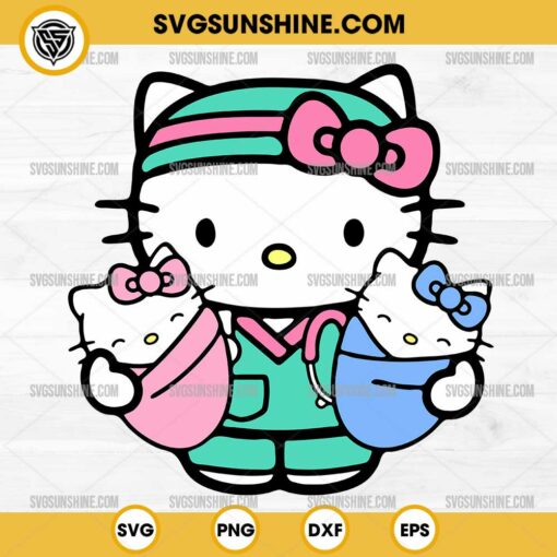 Hello Kitty Doctor Labor and Delivery Maternity SVG, Kitty Baby Nurse RN Medical SVG, Hello Kitty Obstetric Nurse SVG