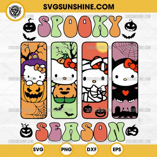 Hello Kitty Spooky Season SVG, Hello Kitty Halloween SVG, Hello Kitty Pumpkin SVG