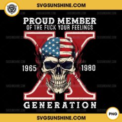 Proud Member Of The Fuck Your Feelings X Generation PNG, Horror Skull USA Bandana PNG, Gen X Halloween PNG