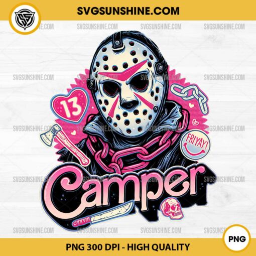 Pink Jason Voorhees PNG, Jason Voorhees Camper Halloween PNG, Friday the 13th PNG