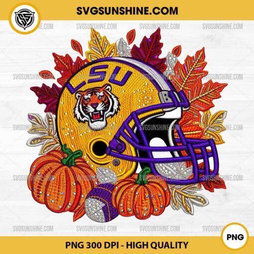 LSU Tigers Fall Halloween PNG, LSU Tigers Faux Embroidery Design PNG File, DTF Design